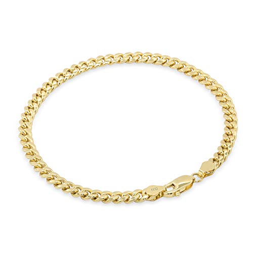 Nuragold 14k Real Yellow Gold Miami Cuban Link 4.5mm Chain Bracelet (7