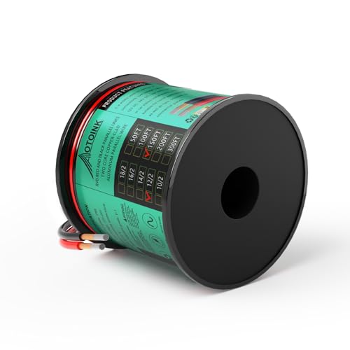 AOTOINK 45,72 Metros Calibre 12 2 Cordones Aluminio Revestido de Cobre Alambres Eléctricos Cable de Extensión 12/2 CCA 12 AWG para Tiras LED, Luces, Lámparas, Automóviles, Barcos, Altavoces, Audio