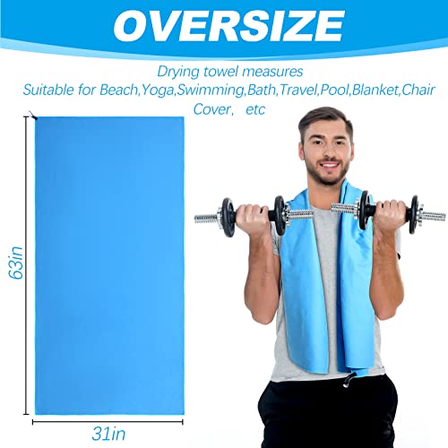 6 Pcs Microfiber Travel Beach Towels Easy Drying Towel Extra Large Microfiber Towels Absorbent Compact Bath Towels For Backpacking, Gym, Beach, Swimming, Yoga, 63 X 31.5 Inch #TOP2