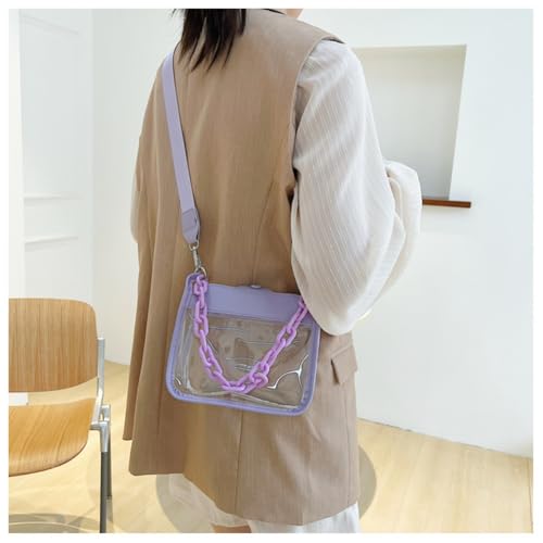 Clear Crossbody Bag for Stadium Events, Concert Approved Handbag for Women for Public Venue PVC Purse with Chain3