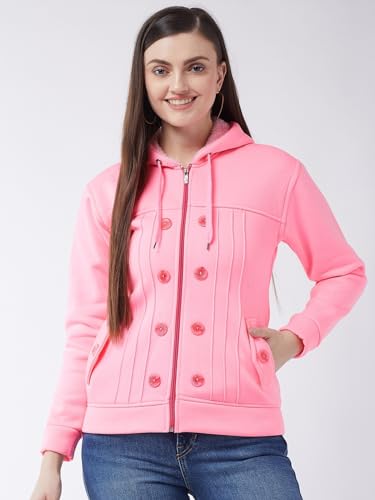 Image of Pivl Casual Solid Full Sleeves Stylish Women Fleece Jacket with Zipper Hoodie II Hooded Neck II Winter Wear