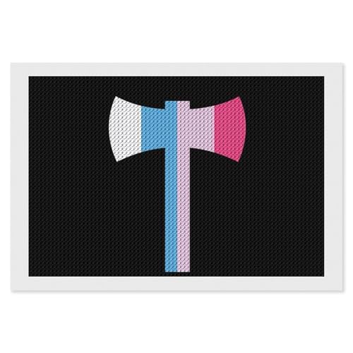 Trans Pattern Axe Funny Diamond Art Kits DIY Full Drill Round Diamonds Arts Painting Wall Decor