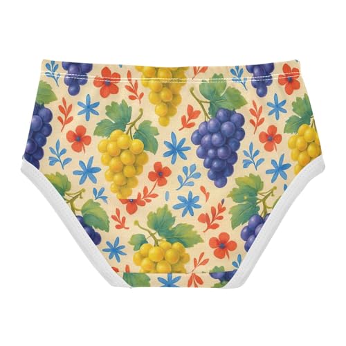 Joisal Purple Yellow Grapes Beige Girls Underwear Toddlers 2t Cotton Little Girl Panties Artistic Undies Kids Briefs2