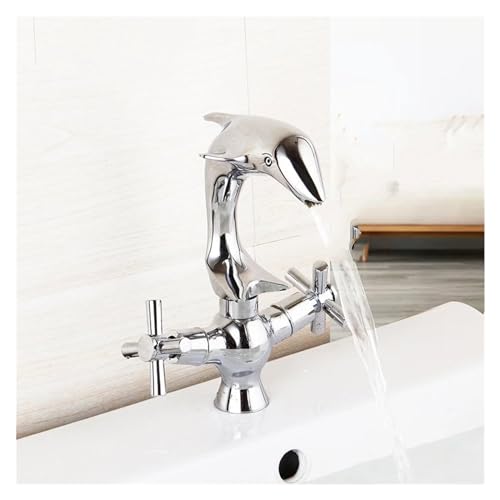 Grifo de cocina cromo pulido con dos manijas para fregadero doméstico