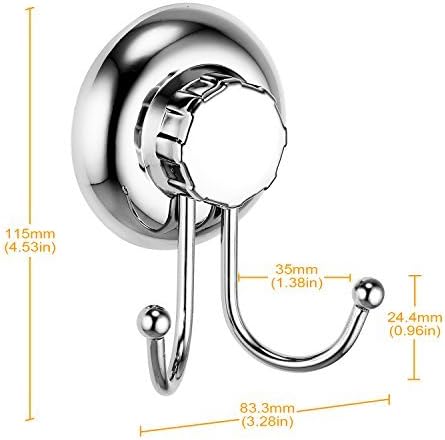 MaxHold Suction Cup Double Robe Hooks - Vaccum System - Stainless Steel Never Rust - for Bathroom and Kitchen Storage