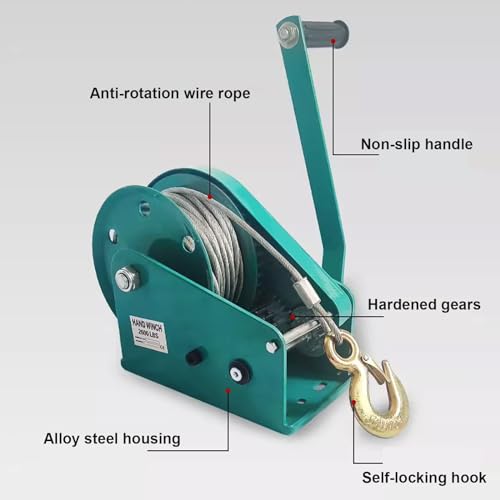 Winche manual de 2600 lbs con cable de acero 30 m miniatura 5