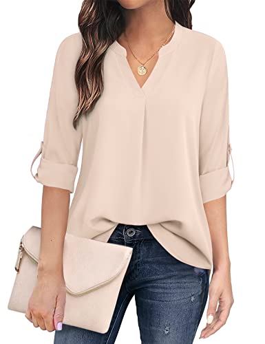 Image of Timeson Women's Short Sleeve V Neck Blouses Shirts Floral Double Layers Mesh Tunics Tops