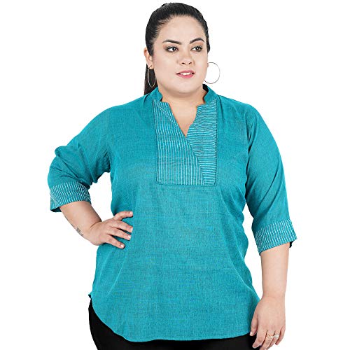 Image of Indietoga Women's Plus Size Embroidered Cotton Linen Tunic Tops (2XL to 10XL)