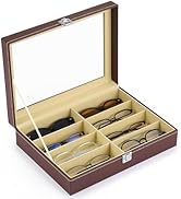 CO-Z Sunglasses Organizer with 8 Slots, Leather Eyeglasses Storage Box for Women Men, Lockable Di...