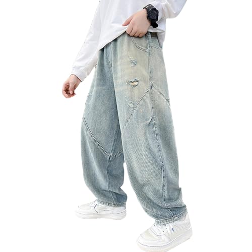 Jean baggy ado garçon stretch et confortable pantalon délavé
