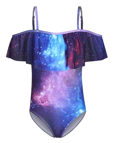 Image of Girls One Piece Swimsuits Off Shoulder Bathing Suit for Kids Hawaiian Swimwear 3-16 Years