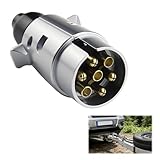 BosuLai 1 Pcs Prise Remorque en Métal 7 Broches, 12V Étanche Connecteur Prise Remorque 7 Broches Mâle 4 Male & 3 Femelle Plug Standard Européen pour Remorque Caravane Camion RV Voiture et AHK