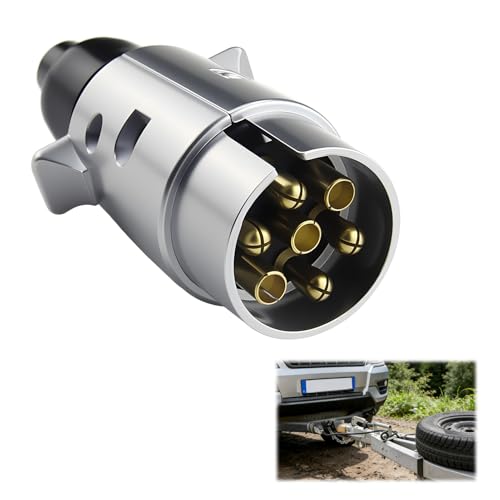 BosuLai 1 Pcs Prise Remorque en Métal 7 Broches, 12V Étanche Connecteur Prise Remorque 7 Broches Mâle 4 Male & 3 Femelle Plug Standard Européen pour...