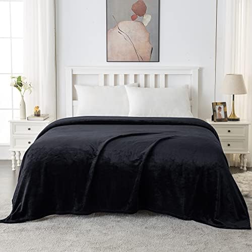 softan Fleece Blanket large Bed Throws fluffy and warm Soft flannel throws for sofas, Bedroom, Travel, camping, black 150x200cm
