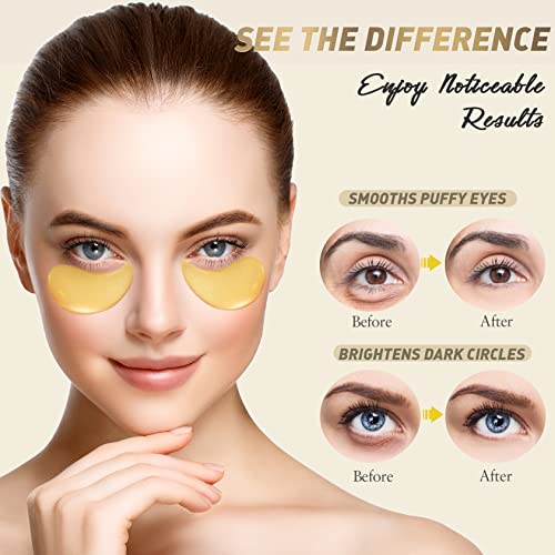 Fengoo Under Eye Patches - 24K Gold Eye Masks For Dark Circles And Puffiness, Eye Patches For Puffy Eyes, Anti-Aging Hyaluronic Acid Moisturizing Under Eye Mask Ordinary Skin Care Products (60 Pcs) #TOP2