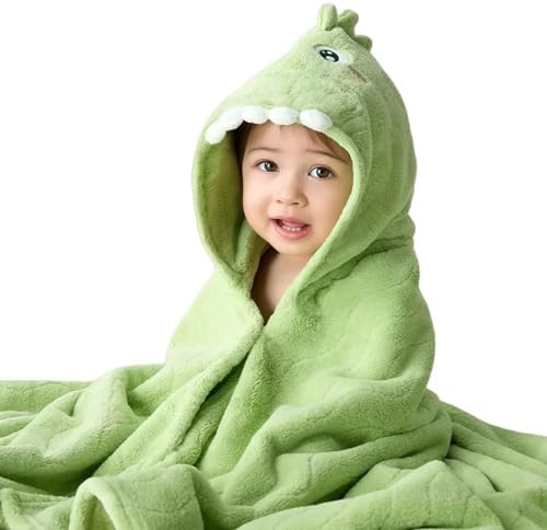 HAGOT Kapuzenhandtuch für Babys, 80x80 cm, Baby Bath Towel, Babybadetuch aus Korallenvliesfür, Babys Neugeborene, Grün