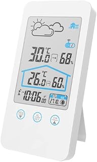 ZSEDP Touch Screen Thermometer Hygrometer Indoor Outdoor Weather Station Weather Forecast+ Moon Phase and Calendar Function (Color : OneColor)