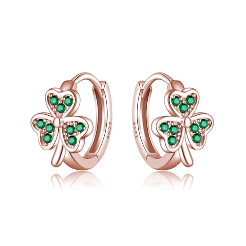 Boucles d'oreilles créoles trèfle en argent sterling 925 pour femmes élégantes