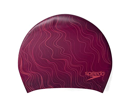 Speedo Long Hair Printed Swim Cap - Chockaberry/Cherry/Cinder Rose #TOP15