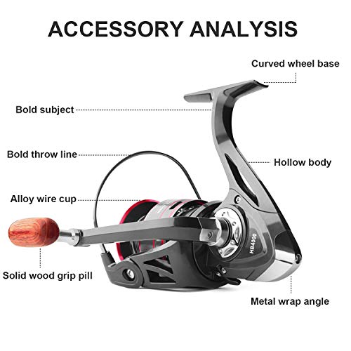 Hunter's Tail Fishing Reel, Spinning Fishing Reels Handle Parts Saltwater Freshwater Double Bearing Light Smooth Casting 5.2:1Light Weight Ultra Smooth Powerful