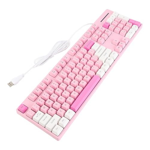 Clavier filaire rose à 104 touches avec interface USB pour PC Windows et OS X