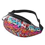 Graffiti wall urban hip hop style Fashion casual fanny pack waist bag men women adjustable belt waist bag for travel hiking cycling running festival carnival