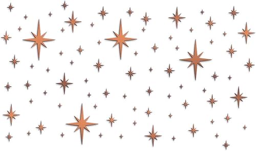 1 hoja de 82 calcomanías acrílicas de pared con diseño de estrella de espejo de estrella, color oro rosa, fáciles de pelar, autoadhesivas,