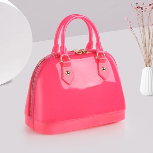 Image of Jelly Crossbody Purse Shoulder Bag, Candy Color Tote Satchel Top-Handle Handbags for Women