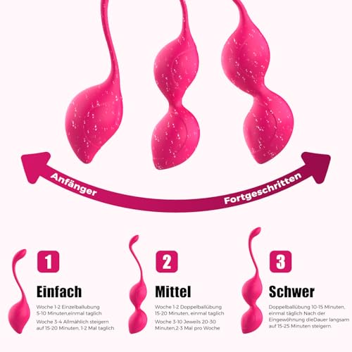 Allmay Liebeskugeln Beckenboden Trainingskugeln, Allmay Silikon Kegel Balls 3er Set Beckenbodentraining, Beckenbodentrainer Vaginalmuskulatur Training, Blasenkontrolle, Sextraining Sexspielzeug für F
