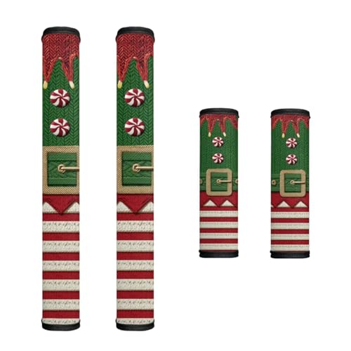 Image of Santa Claus Fridge Door Handle Covers Set of 4 Christmas Decorative Refrigerator Handle Covers Non-Slip Handmade Kitchen Appliance Gloves, Anti-Stain & Anti-Scratch 2025