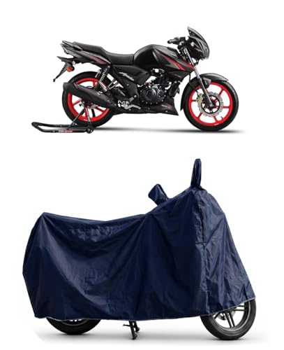 Image of Shield Heavy Duty Bike Cover for Tvs Apache RTR 160 | All-Season, Tear-Proof Fabric | with Side Mirror Pocket & Buckle Belt | Tvs Apache RTR 160 Bike Cover (Blue)