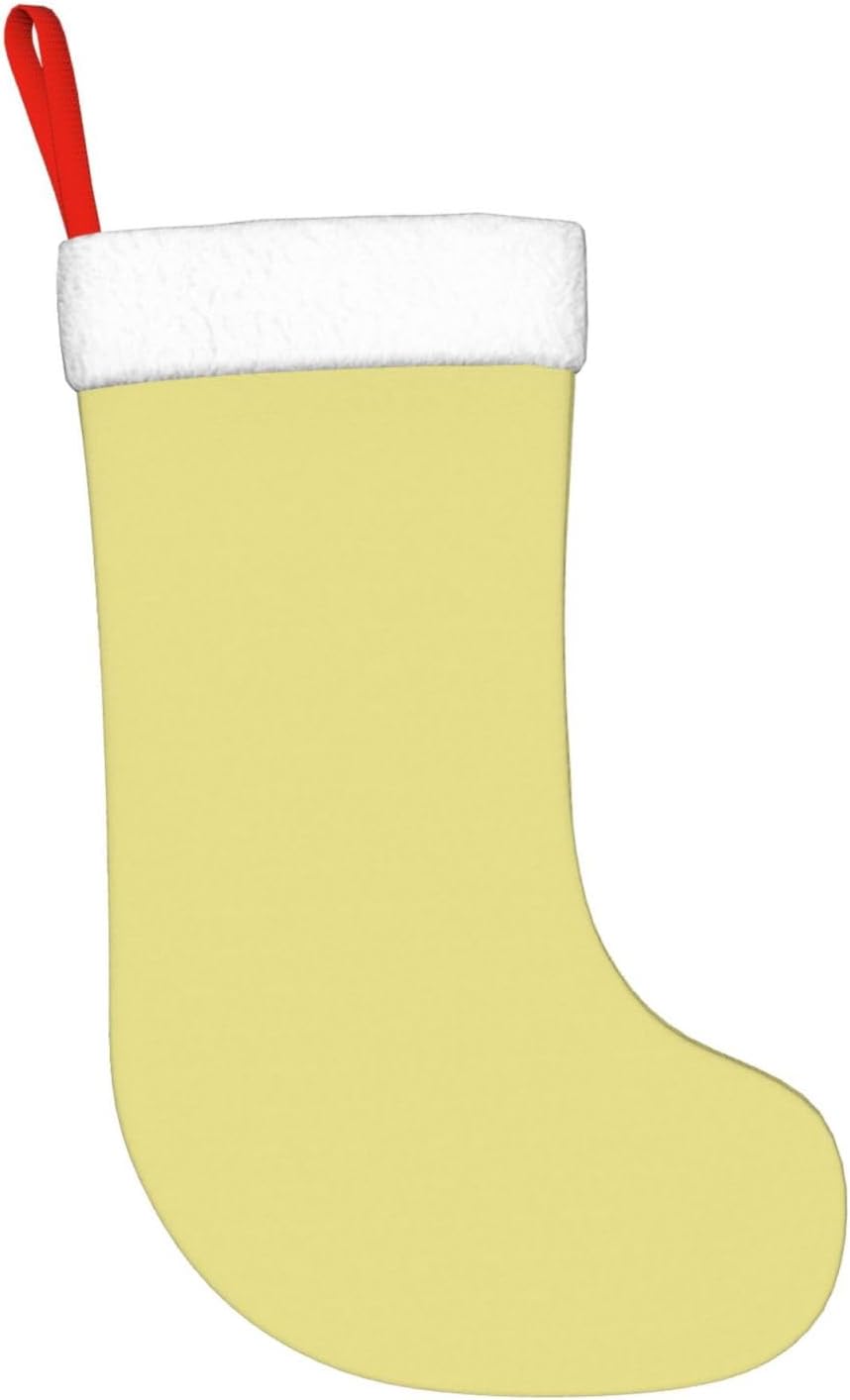 Khaki Yellow Print Christmas Stockings, Hanging Fireplace Xmas Decor image 2