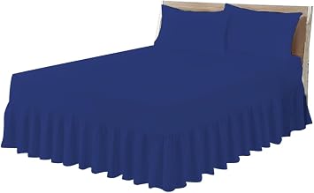 Royal Blue Easy Iron Super King Size Bed Valance, Poly Cotton Super King Size Bed Sheet