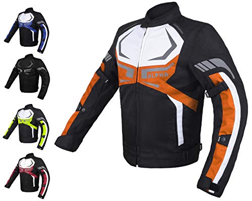 Motorcycle Jacket Mens Ce Armored Bikers Riding Racing Waterproof All Season Jacket (Orange, Small) #TOP6