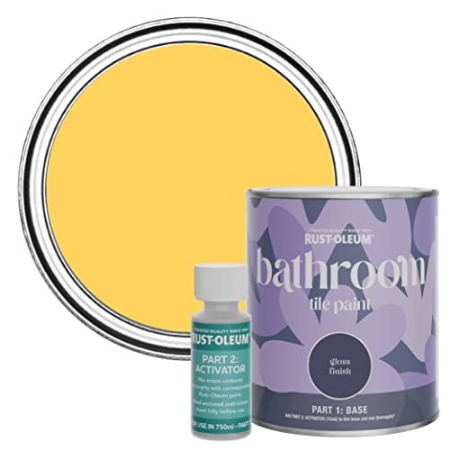 Rust-Oleum Yellow Water-Resistant Bathroom Tile Paint in Gloss Finish - Lemon Jelly 750ml