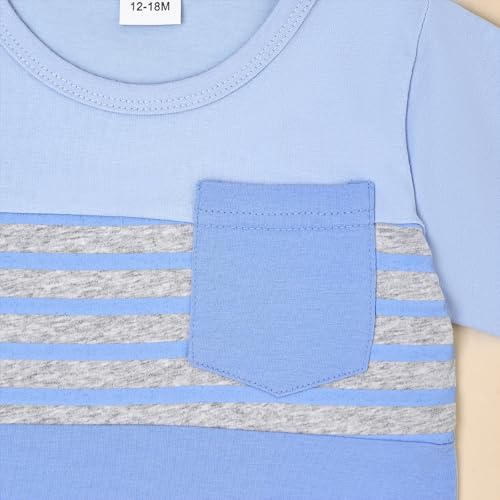 Image of FOCUTEBB Toddler Boy Clothes Summer Patchwork T-Shirt Shorts 2Pc Set 12M-5T