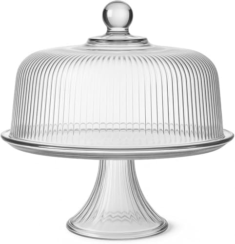 Anchor Hocking Monaco Glass Cake Stand – Elegant Display for Cakes, Desserts, and Pastries – Durable, Dishwasher Safe – Perfect for Weddings, Events, and Everyday Use – Made in USA