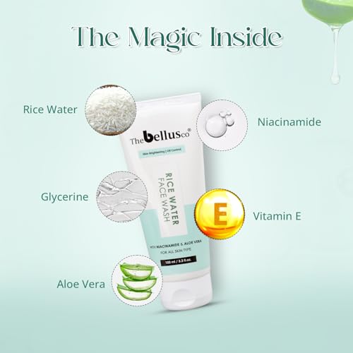 Image of Rice Water Face Wash | Skin Brightening & Oil Control | With Niacinamide & Aloe Vera | Korean Face Wash for Skin Glow | Gentle Cleanser for All Skin Types | 100ml