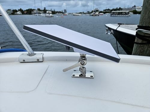 Image of Marine-Grade Heavy-Duty Adjustable Fixed Mount for Starlink Mini Antenna - Flat Dish Base Perfect for Boats, Yachts, Sailboats, and Trawlers (LM-SMINI-HDBRK)