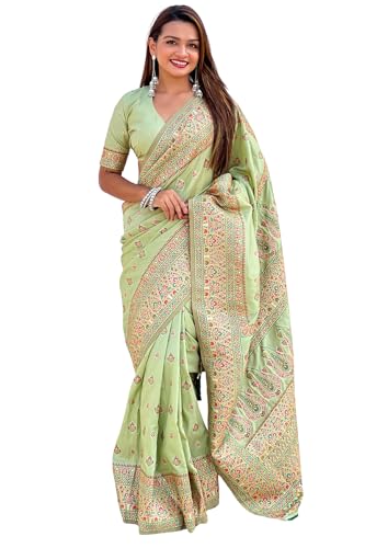 Image of SGF11 Women's Kanjivaram Pure Soft Silk Saree With Unstitched Blouse Piece