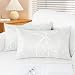 CaliTime Pack of 2 Cushion Covers Bolster Pillow Cases Shells for Couch Sofa Home Decor Modern Shining & Dull Contrast Circles Rings Geometric 12 X 20 Inches White