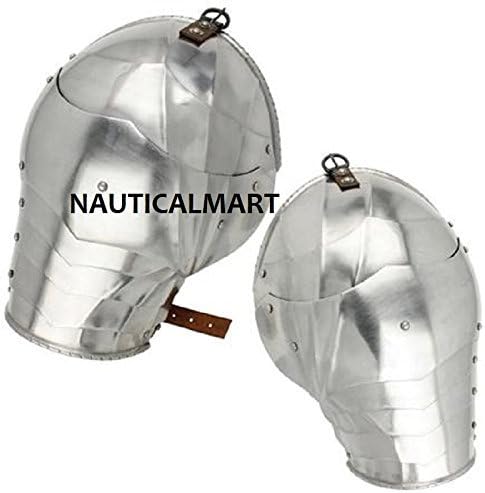 NauticalMart Medieval Gothic Pauldrons with Upper Arm Armor Silver