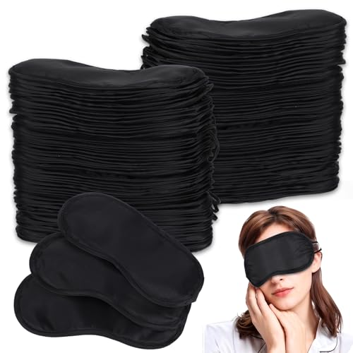 100 Pcs Eye Masks Blindfolds for Party Games Sleep Masks Blind Folds for Game Eye Covers with Nose Pad and Adjustable Strap Eye Shade Cover for Adult Women Men Kids Travel Party Supplies (Black)