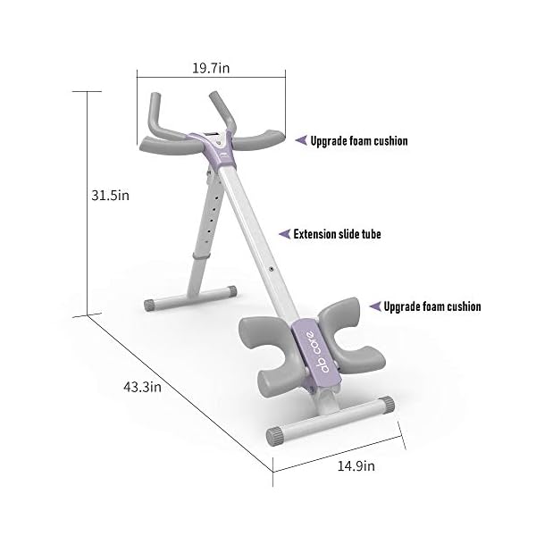 leikefitness Height Adjustable Ab Trainer Abdominal Whole Body Workout Machine Waist Cruncher Core Toner Leg Thighs Buttocks Shaper with LCD Monitor AB9380 (White)