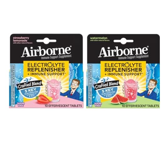 Airborne Immune Support Supplement with Electrolytes Vitamin C Zinc, Sugar Free Effervescent Replenisher – 10 Fizzy Drink Tablets (Combo Flavor)