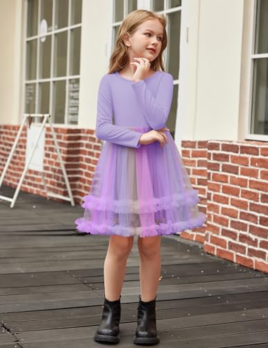Arshiner Girls Tutu Dresses Toddler Fall Winter Long Sleeve Fluffy Tulle Party Dress for Kids 3-8Y4