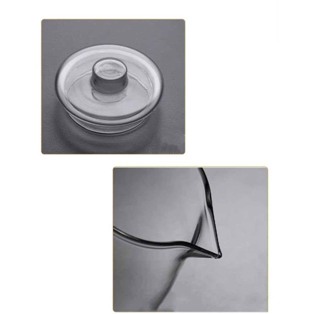 Glas-Teekanne mit Teesieb und Deckel, transparenter Teekessel für losen Tee, Kräuter- und Früchtetee, Heiß- oder Eistee, hitzebeständig und tropffreier Ausguss (500 ml)