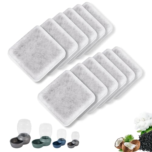 TOGGATH Pet Water Fountain Charcoal Replacement Filters Compatible with Petmate Replendish Mason Gravity Waterers, Automatic Cat Dog Water Bowl Dispenser Filters Replacement(12 Pack)