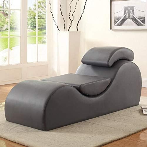 Leatherate Tantric Chaise Loung Chair, Yoga Chaise Lounge,Chaise Sofa Modern Lounge,Relaxing Chaise Lounge Chair, loveseats and chaises with Cushion (Grey)-image-34