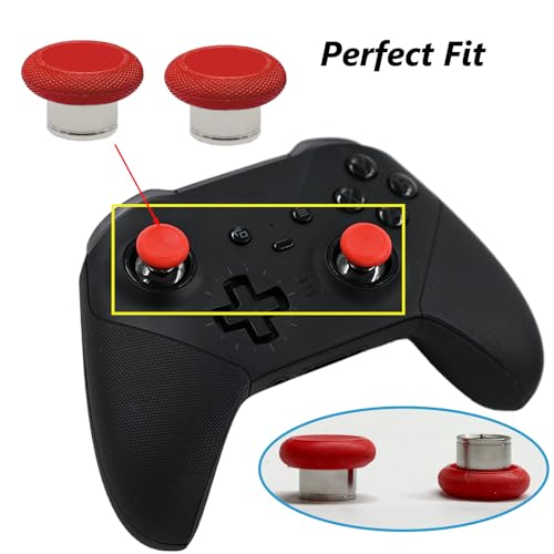 Image of 2 Pack Elite 2 Controller Short Thumbsticks Replacement for Xbox Elite Series 2 Controller,0.39in Standard Height Concave Magnetic Analog Short Joysticks Replacement for Elite Series 2 Core (Red)